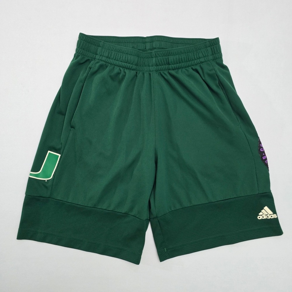 Adidas Miami Hurricanes CBC Green Basketball Shorts Mens Large HJ9902